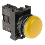 Eaton, RMQ Titan M22, Flush Mount, Rear, Surface Mount Yellow LED Indicator, 22mm Cutout, IP69K, Round, 12 → 30V