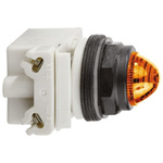Schneider Electric, Harmony 9001SK, Panel Mount Orange LED Pilot Light, 30mm Cutout, IP66, 120V ac