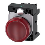 Siemens, SIRIUS ACT, Panel Mount Red LED Pilot Light, 22mm Cutout, IP20, Round, 24V ac/dc