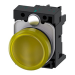 Siemens, SIRIUS ACT, Panel Mount Yellow LED Pilot Light, 22mm Cutout, IP20, Round, 24V ac/dc