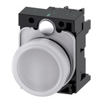 Siemens, SIRIUS ACT, Panel Mount White LED Pilot Light, 22mm Cutout, IP20, Round, 230V ac
