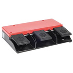 606 Series Emergency Stop Foot Switch without Cover, 3 Pedal, Momentary Contacts, 3NO/3NC