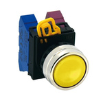 Idec YW4B Series Yellow Momentary Push Button Head, 22mm Cutout, IP65