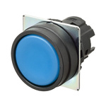 Omron A22N Series Blue Momentary Push Button Head, 22mm Cutout