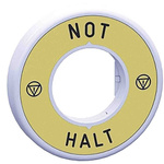Schneider Electric Illuminated Marked Legend Ring for Use with Emergency Stop Mushroom Head Push-Button, Not - Halt