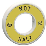 Schneider Electric Illuminated Marked Legend Ring for Use with Emergency Stop Mushroom Head Push-Button, Not - Halt