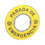 Schneider Electric 3D Marked Legend Plate for Use with Emergency Stop Mushroom Head Push Button, Parada De Emergencia
