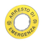 Schneider Electric 3D Marked Legend Plate for Use with Emergency Stop Mushroom Head Push Button, Arresto Di Emergenza