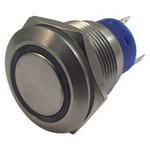RS PRO Illuminated Push Button Switch, Momentary, Panel Mount, 19.2mm Cutout, DPDT, Blue LED, 250V ac, IP67