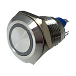 RS PRO Illuminated Push Button Switch, Momentary, Panel Mount, 12mm Cutout, SPST, Blue LED, 24V ac/dc, IP65, IP67