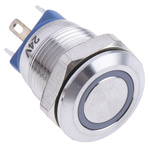 RS PRO Illuminated Push Button Switch, Momentary, Panel Mount, 12mm Cutout, SPST, Green LED, 24V ac/dc, IP65, IP67