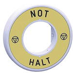 Schneider Electric Illuminated Marked Legend Ring for Use with Emergency Stop Mushroom Head Push-Button, Not - Halt