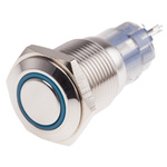RS PRO Illuminated Push Button Switch, Latching, Panel Mount, 16mm Cutout, SPDT, Blue LED, 250V ac, IP65, IP67