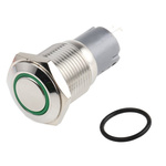RS PRO Illuminated Push Button Switch, Latching, Panel Mount, 16mm Cutout, SPDT, Green LED, 250V ac, IP65, IP67