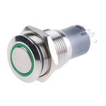 RS PRO Illuminated Push Button Switch, Momentary, Panel Mount, 16mm Cutout, SPDT, Green LED, 250V ac, IP65, IP67