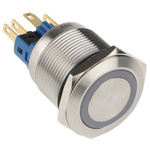 RS PRO Illuminated Push Button Switch, Latching, Panel Mount, 22mm Cutout, SPDT, Blue LED, 24V, IP65, IP67