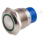 RS PRO Illuminated Push Button Switch, Momentary, Panel Mount, 19.2mm Cutout, SPDT, Green LED, 250V ac, IP67