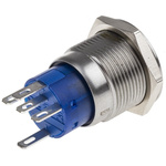 RS PRO Illuminated Push Button Switch, Latching, Panel Mount, 19.2mm Cutout, SPDT, Blue LED, 250V ac, IP67