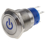 RS PRO Illuminated Push Button Switch, Latching, Panel Mount, 19mm Cutout, SPDT, Blue LED, 250V ac, IP67