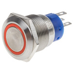 RS PRO Illuminated Push Button Switch, Momentary, Panel Mount, 19.2mm Cutout, DPDT, Red LED, 250V ac, IP67