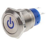 RS PRO Illuminated Push Button Switch, Latching, Panel Mount, 19mm Cutout, SPDT, Blue LED, 250V ac, IP67