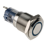 RS PRO Illuminated Push Button Switch, Momentary, Panel Mount, 16mm Cutout, SPDT, Blue LED, 250V ac, IP65, IP67