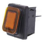 Molveno Illuminated DPST, On-None-Off Rocker Switch Panel Mount