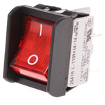 APEM Illuminated DPST, On-None-Off Rocker Switch Panel Mount
