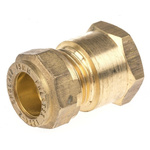 RS PRO 15mm x 1/2 in BSPP Female Straight Coupler Brass Compression Fitting