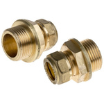 RS PRO 15mm x 3/4 in BSPP Male Straight Coupler Brass Compression Fitting