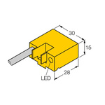 Turck Inductive Block-Style Proximity Sensor, PNP Output, 10 → 30 V dc, IP67