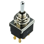 TE Connectivity Toggle Switch, Panel Mount, (On)-Off-(On), DPDT, Solder Terminal, 125V ac