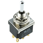 TE Connectivity Toggle Switch, Panel Mount, On-Off-(On), DPDT, Solder Terminal, 125V ac
