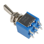 APEM Toggle Switch, Panel Mount, On-On, DPDT, Solder Terminal