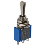 APEM Rotary Switch, Panel Mount, (On)-Off-(On), SPST, Solder Terminal