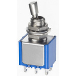 APEM Toggle Switch, Panel Mount, (On)-Off-(On), DPDT, Solder Lug Terminal, 30V dc