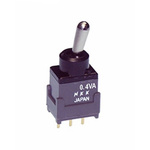 NKK Switches Toggle Switch, PCB Mount, On-On, SPDT, Through Hole Terminal, 28V ac/dc