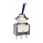 NKK Switches Toggle Switch, PCB Mount, (On)-Off-(On), SPDT, Solder Terminal, 30 V dc, 250V ac