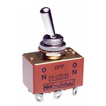 NKK Switches Toggle Switch, Panel Mount, On-Off-On, DPDT, Solder Terminal, 30 V dc, 250V ac