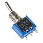 APEM Toggle Switch, Panel Mount, On-On, SPST, Solder Terminal