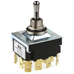 TE Connectivity Toggle Switch, Panel Mount, On-Off-On, 4PDT, Tab Terminal