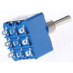 APEM Toggle Switch, Panel Mount, On-On, 3PDT, Solder Terminal