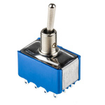 APEM Toggle Switch, Panel Mount, On-On, 4PDT, Solder Terminal