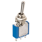 APEM Toggle Switch, Panel Mount, On-(On), SPST, Solder Terminal