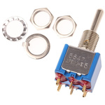 APEM Toggle Switch, Panel Mount, (On)-Off-(On), DPST, Solder Lug Terminal, 20V ac/dc