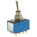 APEM Toggle Switch, Panel Mount, On-On, 4PDT, Solder Lug Terminal, 20V ac/dc