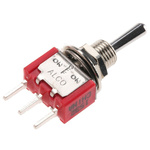 TE Connectivity Toggle Switch, PCB Mount, On-Off-On, SPDT, Through Hole Terminal, 120 V ac, 28V dc