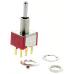 TE Connectivity Toggle Switch, PCB Mount, (On)-Off-(On), DPDT, Through Hole Terminal, 20V