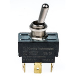 Carling Technologies Toggle Switch, Panel Mount, On-Off-On, DPDT, Tab Terminal, 250V ac
