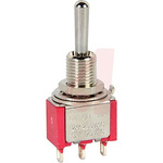 Carling Technologies Toggle Switch, Panel Mount, On-Off-On, SPST, Solder Lug Terminal, 250V ac
